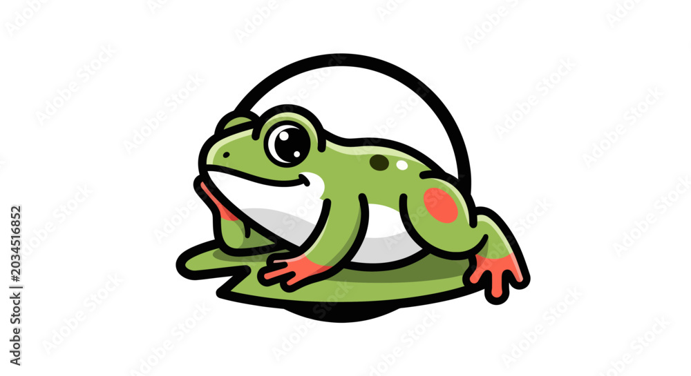 Fototapeta premium Cartoon frog illustration on lily pad