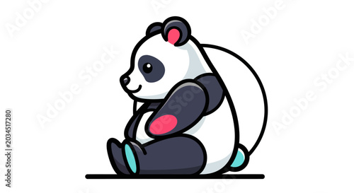 Cartoon panda sitting isolated on white