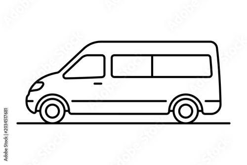 Minibus icon. Black outline linear silhouette. Editable strokes. Vector simple flat graphic illustration. Isolated object on a white background.