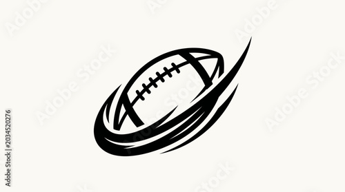 Foto A dynamic black and white illustration of a football with motion lines, symbolizing speed and action in sports