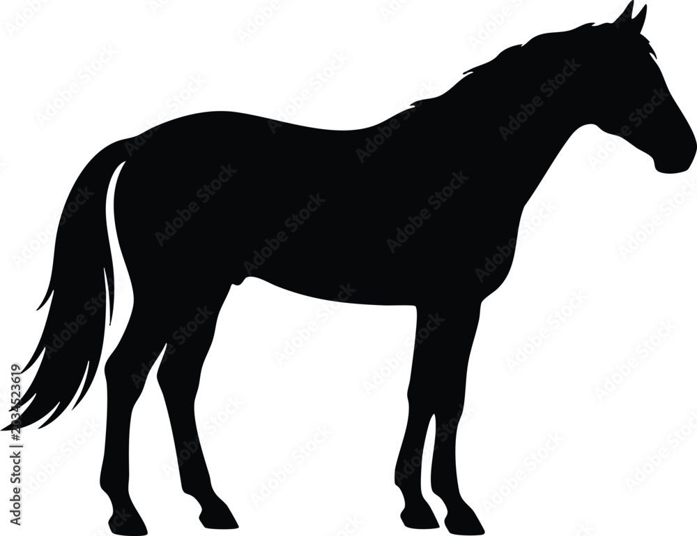 Obraz premium Majestic Horse Silhouette Vector | Running Black Horse Illustration Isolated Animal Clipart Design