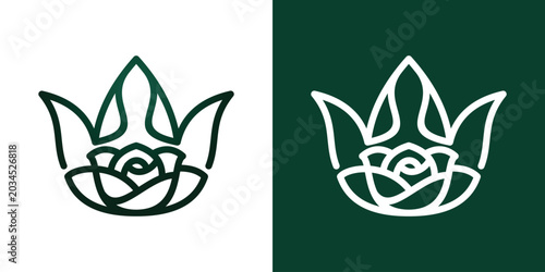 logo flower and crown luxury design concept