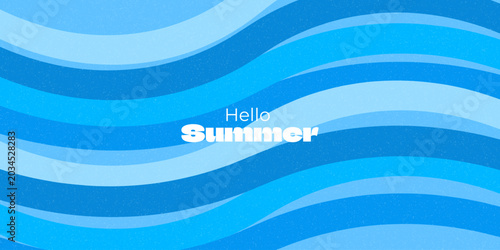 Abstract Blue Sea Waves Summer Background with Grainy Noise Texture