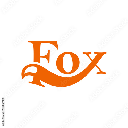 Fox typography logo vector illustration, creative orange word mark design, modern animal branding emblem, minimalist corporate identity icon isolated