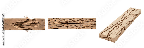 Photos Set of Three Decorative Driftwood Planks, Rustic Weathered Wood Texture Elements