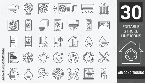 Tableau sur toile Air Conditioning icon set