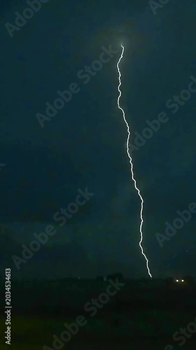 lightning strikes flashing against a dramatic dark cloudy storm sky