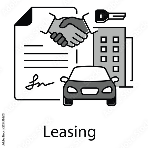 Business finance symbol for asset leasing and professional contract negotiations