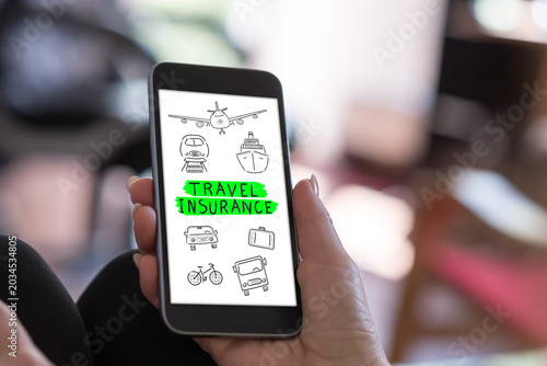 Travel insurance concept on a smartphone