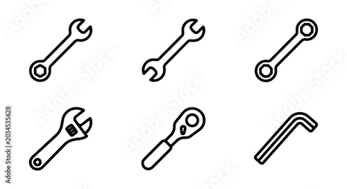 Quadro su tela Set of wrench icons, including combination, openended, boxend, adjustable, ratch
