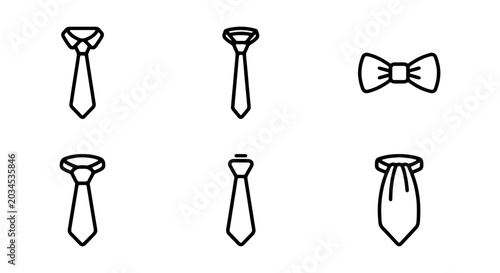 Schilderij op canvas Set of different necktie and bow tie icons in line style