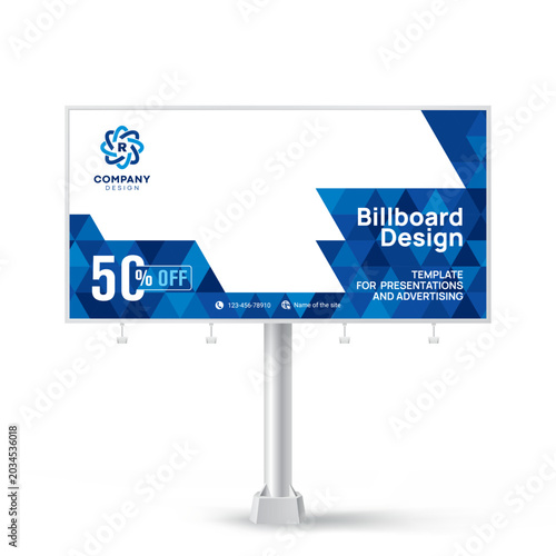 Billboard, creative design for outdoor advertising, stylish geometric background for photos and text. Banner template for product promotion.