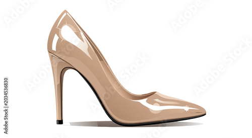 Billede på lærred Elegant nude high-heel pump vector illustration, perfect for fashion, footwear,