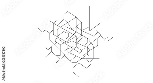 Schilderij op canvas Abstract network structure, interconnected lines, geometric pattern, digital art