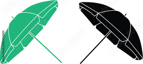 Colorful umbrella icons in green and black