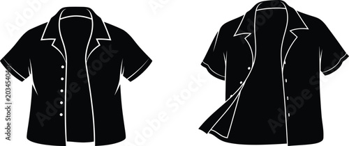 Black short sleeve shirts with white outline