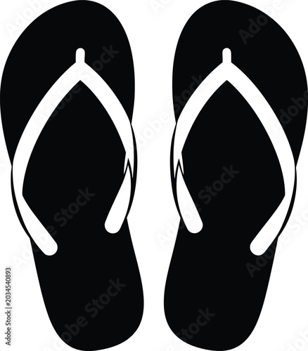 Black flip flops with white straps