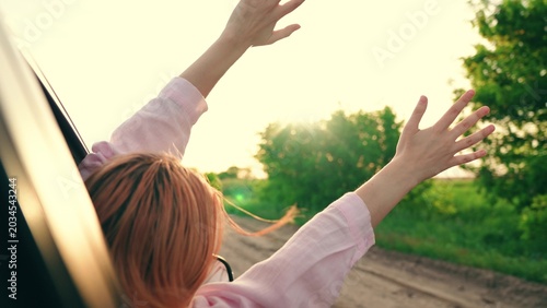 Fényképezés Happy woman student drives towards adventure