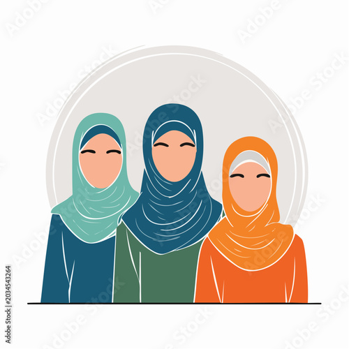 Three Muslim Women Wearing Hijabs