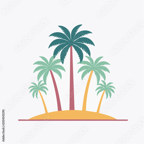 Tropical Island with Palm Trees