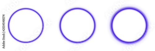 Bild auf Leinwand Glowing Purple Neon Rings Set with Soft Blur Effects for Abstract Digital Backgr
