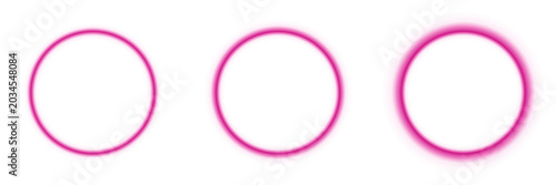 Foto Three Glowing Pink Neon Circular Rings with Soft Blur Effects for Abstract Graph