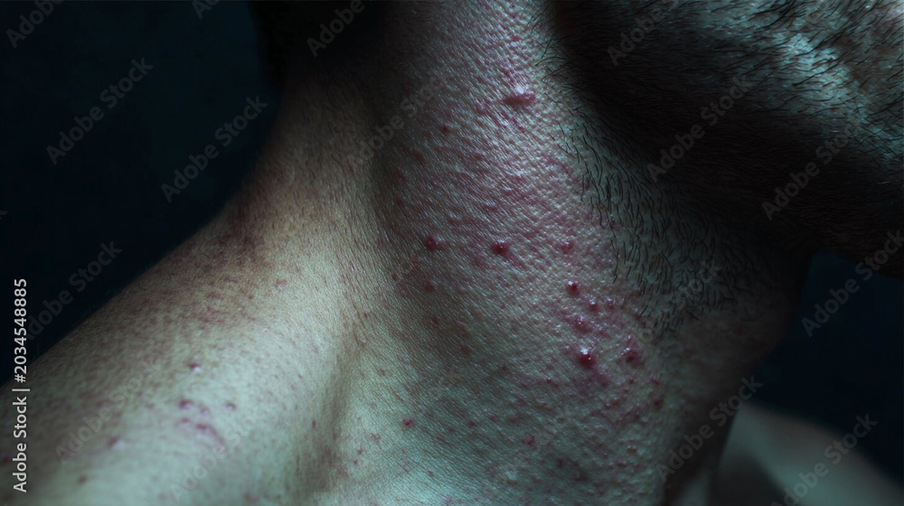 Fototapeta premium A close-up of a neck with red pimples on it