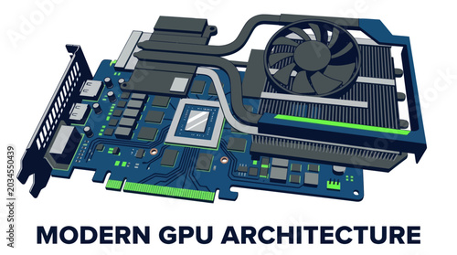 Foto Modern GPU Architecture: Computer Graphics Card Close-up