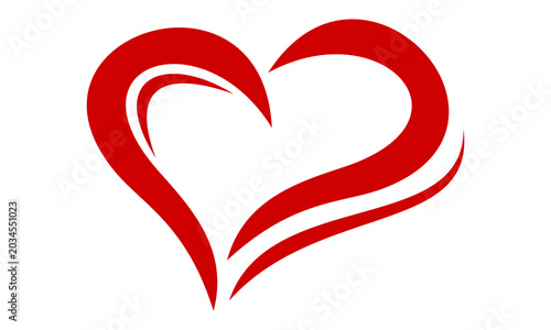 red heart logo template for love and romance concept
