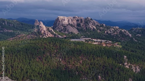 Mount Rushmore Aerial View Stormy Sky Black Hills
