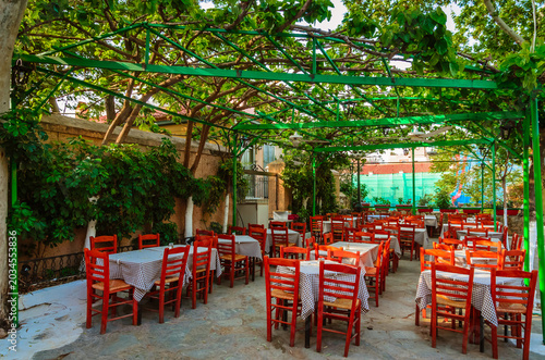 Beautiful street  in Plaka District, Athens, Greece.