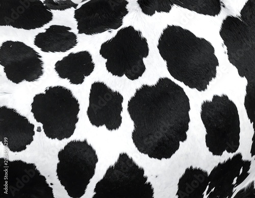 Closeup Black and White Cowhide Pattern Covering Animal Fur Surface