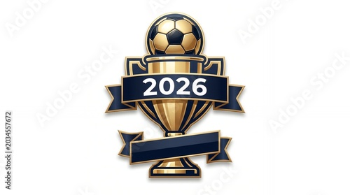 Soccer championship trophy with 2026 banner sporting event sports award football trophy soccer cup winning trophy award ceremony sports competition