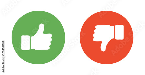 Photos Thumbs Up Thumbs Down Icons: Clear graphical representation of approval and disapproval
