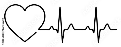 Bild auf Leinwand Heart shape connected to an electrocardiogram line illustrating heartbeat monito