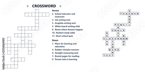 Tableau sur toile School vocabulary quiz crossword puzzle 01 with answer key, perfect for primary