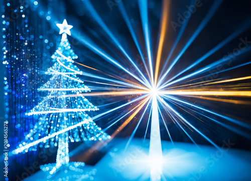 glowing blue christmas tree...
