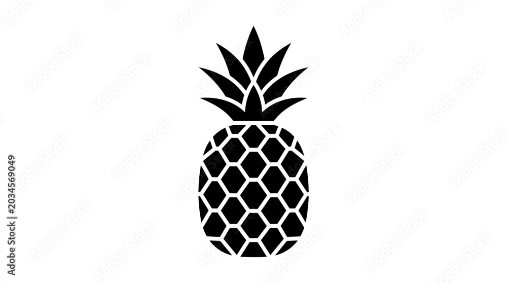 Fototapeta premium Black and White Illustrated Pineapple Graphic Design Element.