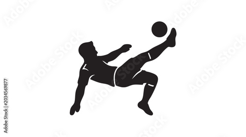 Canvas Print Player soccer silhouette catching ball in mid-air with athletic pose featuring s