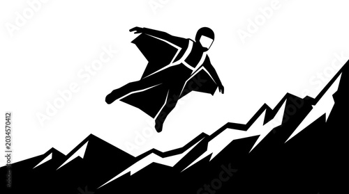 Fotografia Wingsuit Flyer Over Mountains