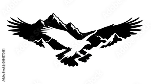 Photography Eagle flying over mountains, silhouette, freedom, nature, wildlife