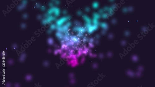 Teal and purple particle burst abstract background for tech websites, motion graphic