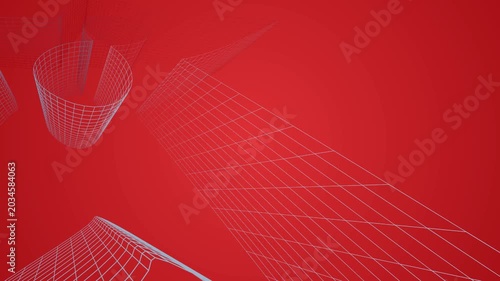 Wireframe Arch abstract background for tech websites, 3D render
