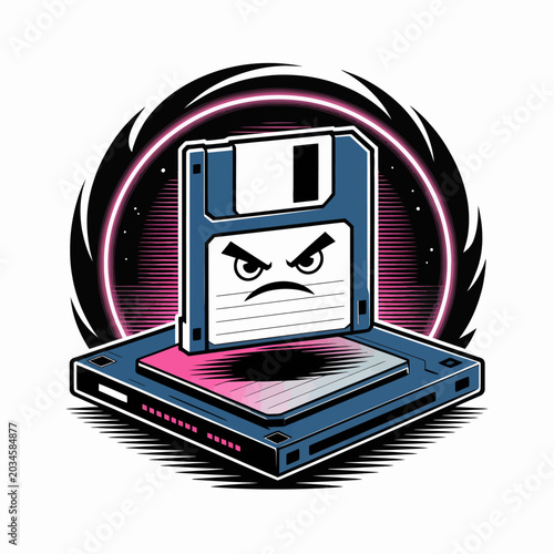 Obraz na płótnie Angry floppy disk computer storage device.