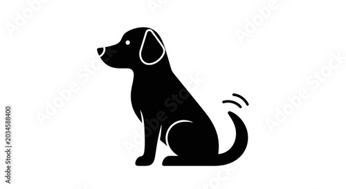 Photos Dog silhouette sitting calmly with a wagging tail symbolizes happiness, loyalty, and pet companionship