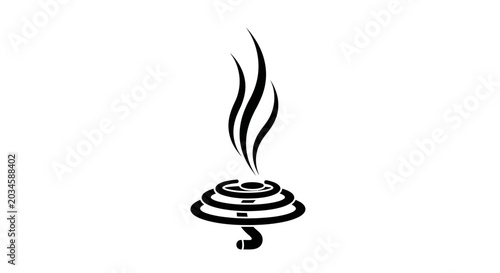 Foto Mosquito coil icon with rising smoke trails represents pest control, incense burning, and insect repellent products