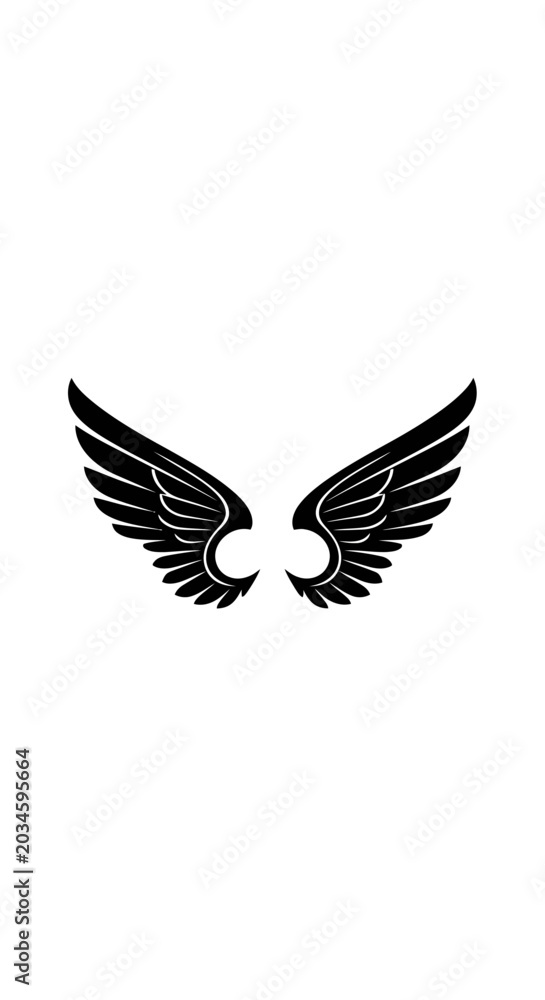 Obraz premium Black Wings Symbol Icon Graphic Design.