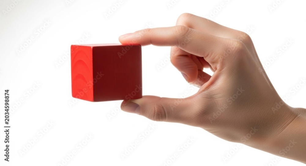 Obraz premium Hand Holding Red Cube