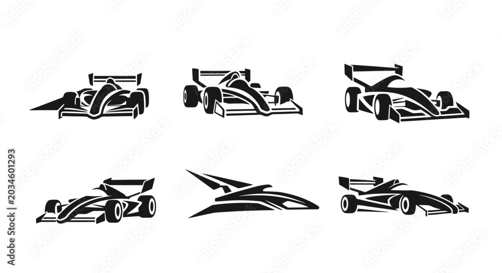 Naklejka premium Collection of racing car vector graphics.