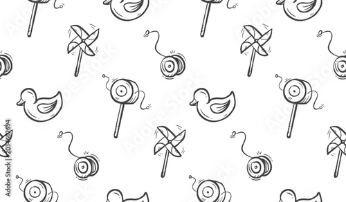 Billede på lærred Children toys doodle background